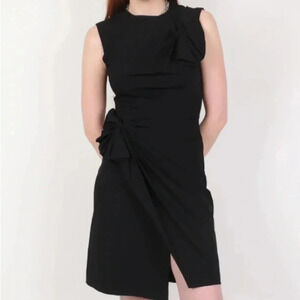 Diane Von Furstenburg black silk bow  tie mini dress